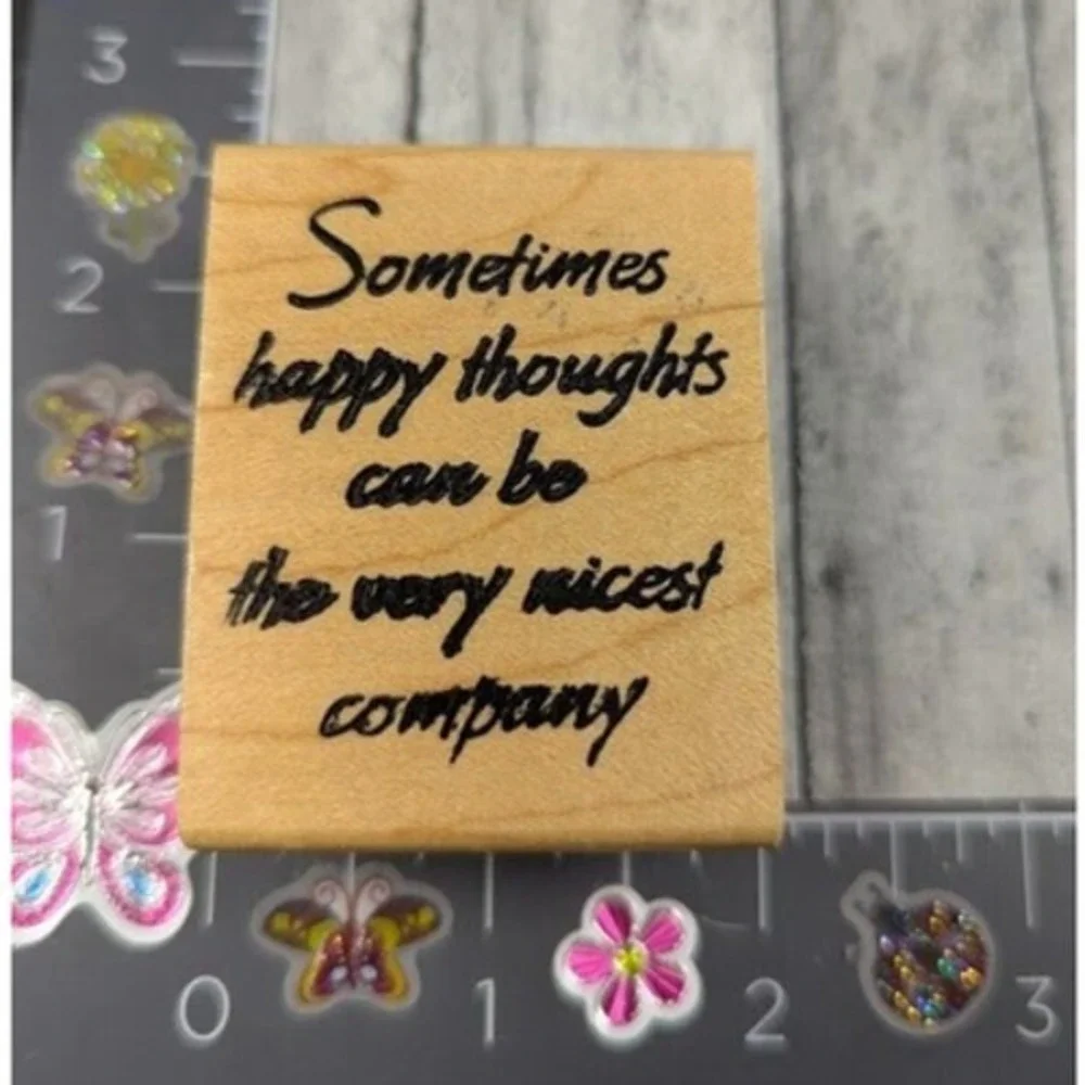 Creative Impressions Happy Thoughts Nicest Company Rubber Stamp Wood #D120